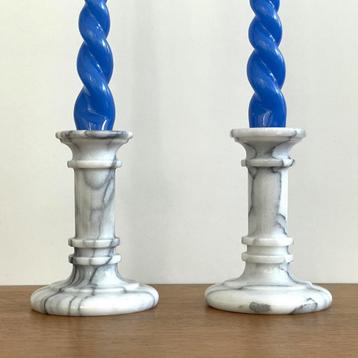 2 vintage marmeren KANDELAARS Carrara marmer Denemarken beschikbaar voor biedingen