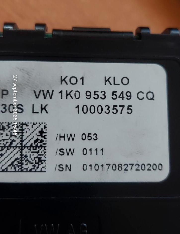 Stuur module Onderdeelnummer:  VW 1K0 953 549CQ, Auto-onderdelen, Elektronica en Kabels, Ophalen of Verzenden