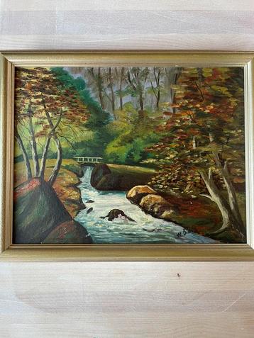 Leuk olieverf schilderij van Willem Bon ,beekje in het bos