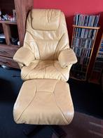 Lederen Relaxfauteuil met Voetenbank, Ophalen, Gebruikt, Minder dan 75 cm, Leer