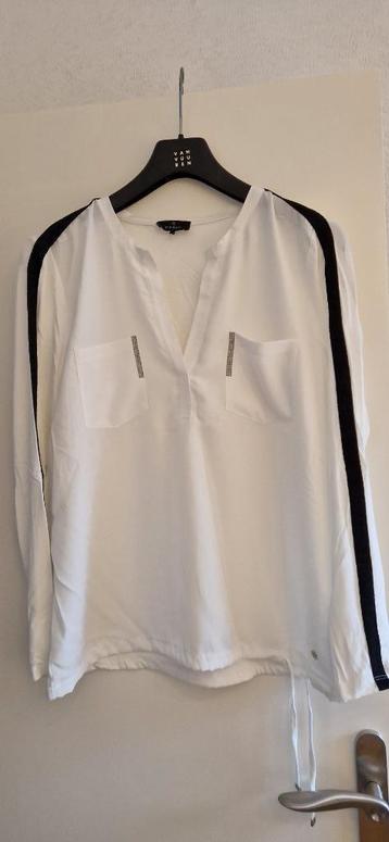 Monari dames blouse ecru, zwarte bies, bling bling maat 38 beschikbaar voor biedingen