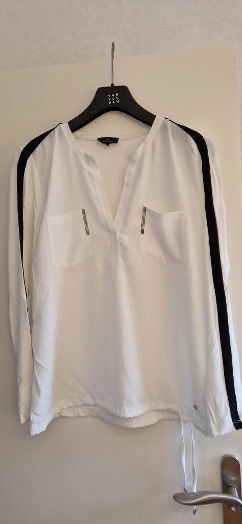 Monari dames blouse ecru, zwarte bies, bling bling maat 38, Kleding | Dames, Blouses en Tunieken, Zo goed als nieuw, Maat 38/40 (M)
