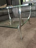 Glazen Salontafel - Chrome Poten - 100x100cm, Ophalen, Gebruikt, 100 tot 150 cm, Vierkant