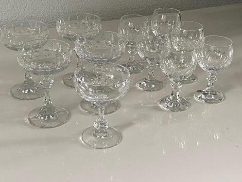 Vintage kristallen glazen; set uit de jaren '50., Antiek en Kunst, Antiek | Servies los, Ophalen