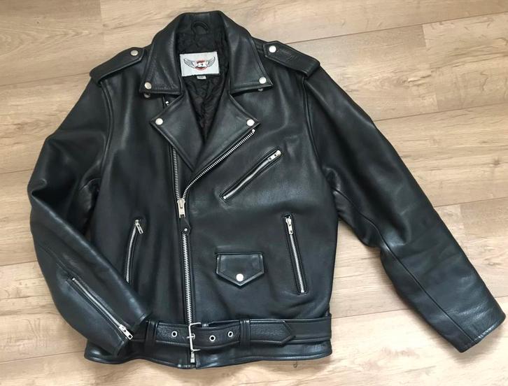 Zwart lederen OSX jack nieuw maat M brando jacket perfecto, Motoren, Kleding | Motorkleding, Jas | leer, Heren, Tweedehands, Ophalen of Verzenden
