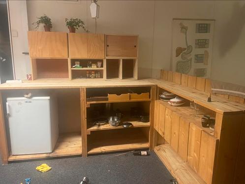 houten keukenblok / bar, Huis en Inrichting, Keuken | Complete keukens, Zo goed als nieuw, Enkelwandige keuken, Wit, Ophalen of Verzenden