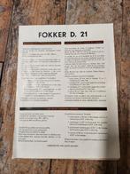 Fokker D 21 reclame blad, Ophalen of Verzenden