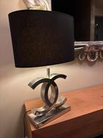 Chanel lamp zilver inclusief zwarte kap, Huis en Inrichting, Ophalen, Metaal, 50 tot 75 cm