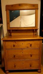 Oud-grenen commodekast met spiegel, Huis en Inrichting, Ophalen