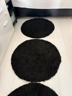 3 ZGAN 80 cm ronde vloerkleed hoogpolig zwart carpet tapijt, Huis en Inrichting, 50 tot 100 cm, Zwart, Rond, Ophalen of Verzenden