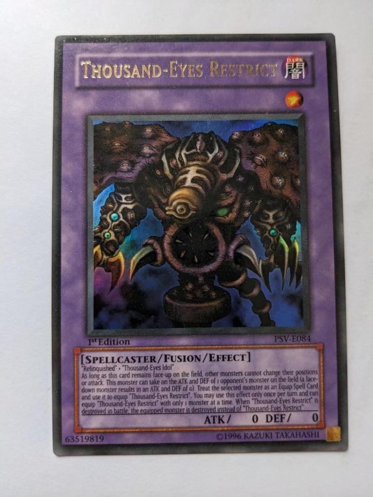 Yu-Gi-Oh! Thousand-Eyes Restrict 1st Edition PSV-E084, Hobby en Vrije tijd, Verzamelkaartspellen | Yu-gi-Oh!, Zo goed als nieuw