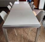 witte uitschuifbare rechthoekige eettafel, geschikt voor 10p, Ophalen, Kunststof, Gebruikt, 200 cm of meer