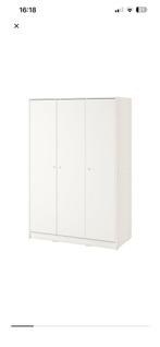 Witte kast met spiegel ikea kleppstad, Ophalen, 100 tot 150 cm, Met hangruimte, Zo goed als nieuw