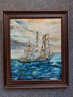 Vintage schilderij schip, Antiek en Kunst, Ophalen of Verzenden