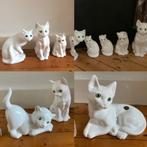 11 witte poezenbeeldjes jaren 80 poes groene oogjes katten, Ophalen of Verzenden, Zo goed als nieuw, Dier