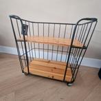 Rek met Wieltjes - Home & Garden Gifts zwart metaal met hout, Ophalen, Zo goed als nieuw