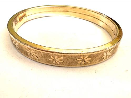 Vintage Double gegraveerde slaven armband, Sieraden, Tassen en Uiterlijk, Antieke sieraden, Armband, Overige materialen, Verguld