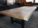 Salontafel Massief Eiken Blad met Stalen Poten, Huis en Inrichting, Tafels | Salontafels, 100 tot 150 cm, Zo goed als nieuw, Industrieel