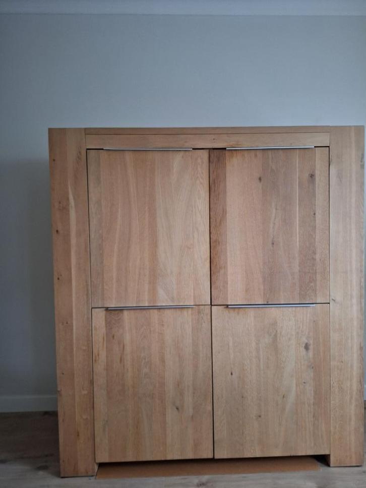 hoge dressoir kast licht eiken, Huis en Inrichting, Kasten | Dressoirs, Gebruikt, 100 tot 150 cm, 50 tot 75 cm, Met deur(en), Met plank(en)