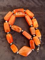 Oranje Agaat Stenen Ketting carnelian stones, Gebruikt, Oranje, Ophalen of Verzenden, Steen of Mineraal