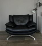 vintage Design zwarte leren fauteuil / bank 2 stuks, Leer, Zo goed als nieuw, Ophalen