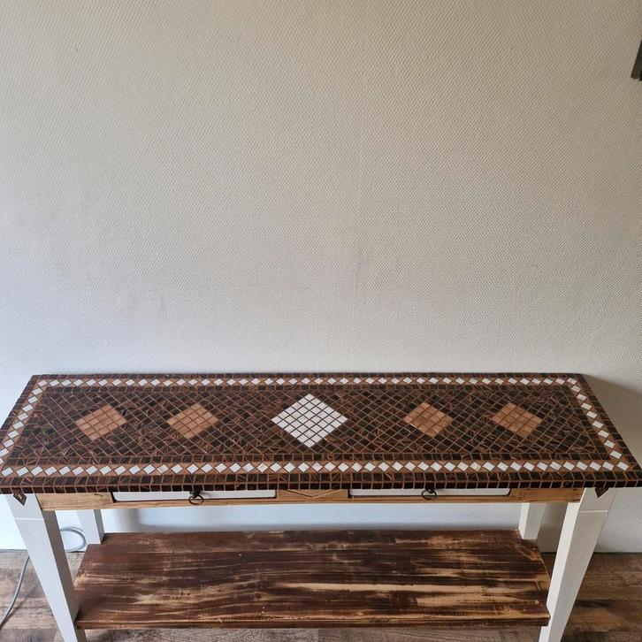 Mozaïek sidetable te koop., Huis en Inrichting, Tafels | Sidetables, Zo goed als nieuw, 100 tot 150 cm, Rechthoekig, Ophalen