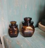 Jaren 50 Amber glas apothekers potjes uit belgie, Antiek en Kunst, Ophalen