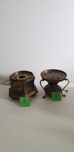 2203) Antiek koperen 2 theelicht, Ophalen of Verzenden