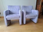 Lichtblauwe fauteuils met wieltjes, Ophalen, Gebruikt, Minder dan 75 cm, Stof