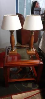 2 Tafel Lampen en Kersen bijzet Tafel, Ophalen, Gebruikt, Glas, Minder dan 50 cm