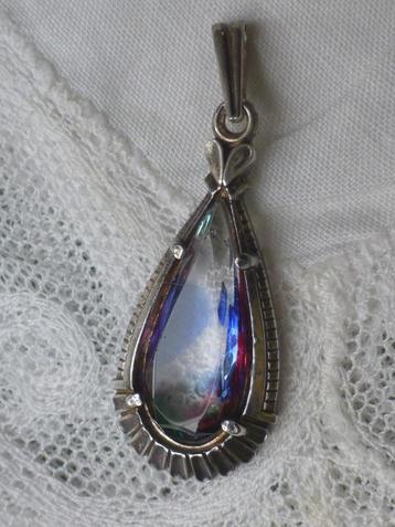 Antiek Zilveren Hanger Rainbow Rhinestone  beschikbaar voor biedingen