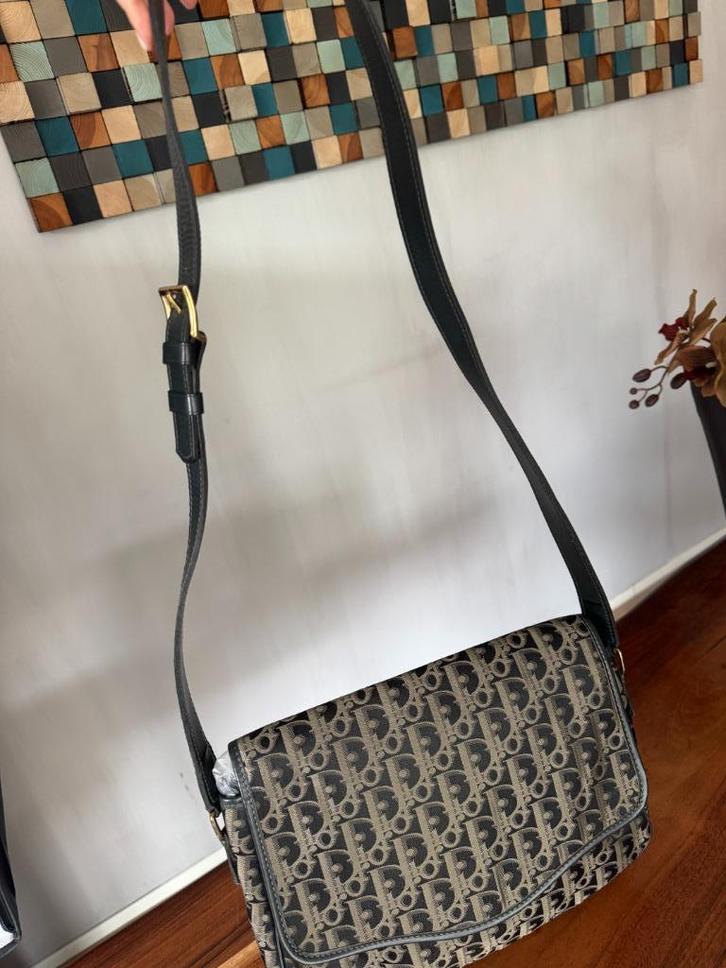 Christian Dior Trotter Nylon x Leather Black, dark grey Cros, Sieraden, Tassen en Uiterlijk, Tassen | Damestassen, Gebruikt, Handtas