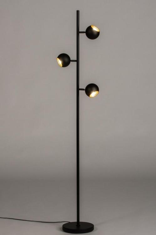 vloerlamp zwart bollen spots goud stoel bank hoekbank lamp, Huis en Inrichting, Lampen | Vloerlampen, Nieuw, Metaal, Ophalen of Verzenden