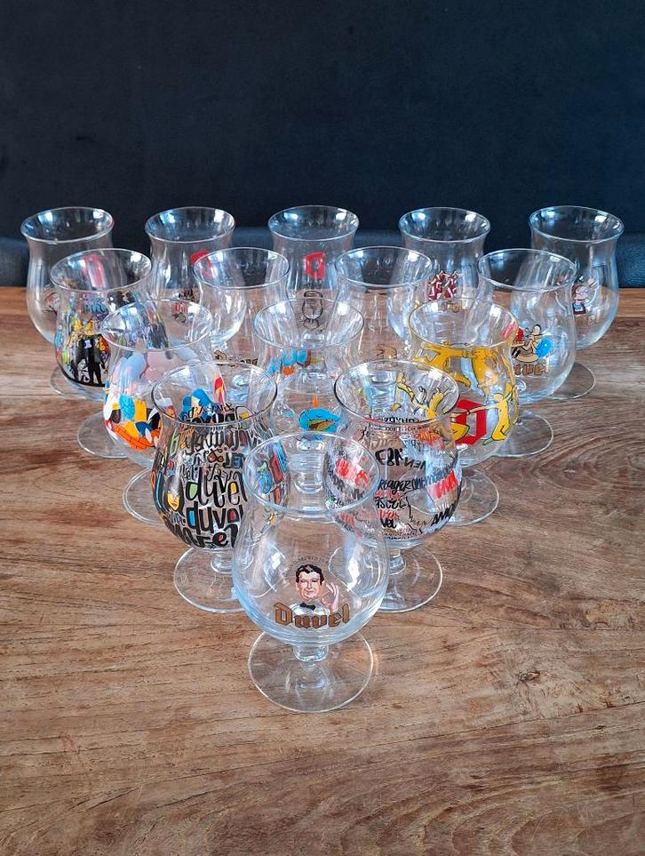 lot 15st Duvel bier-glazen limited edition glas art-glass, Verzamelen, Biermerken, Zo goed als nieuw, Glas of Glazen, Duvel, Ophalen of Verzenden