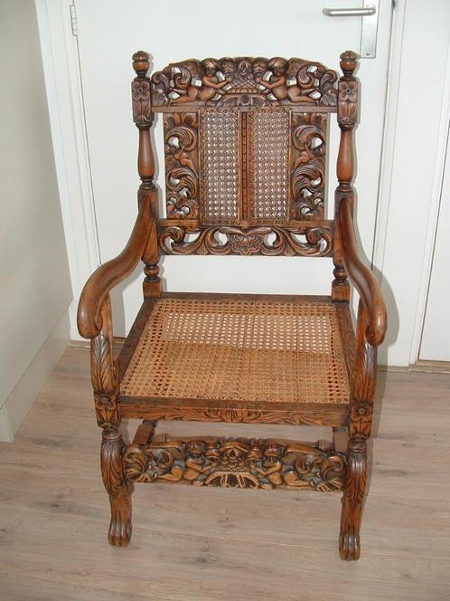 2 x Antiek houtsnijwerk Franse stoel! Nieuwe zittingen, Antiek en Kunst, Antiek | Meubels | Stoelen en Banken, Ophalen