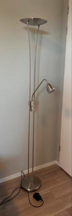 Staande lamp met leeslamp, Huis en Inrichting, Lampen | Vloerlampen, Ophalen, Gebruikt, Metaal, 150 tot 200 cm