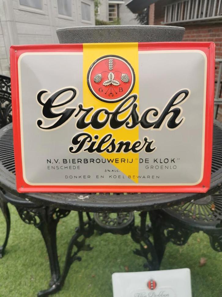 Reclame bord Grolsch Pilsner, Verzamelen, Biermerken, Gebruikt, Reclamebord, Plaat of Schild, Grolsch, Ophalen of Verzenden