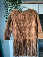 Cowgirl suède look shirtje met gehaakte details, Bruin, Zo goed als nieuw, Korte mouw, Maat 36 (S)