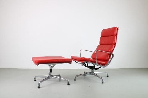 Vitra EA 222 + EA 223 fauteuil, Huis en Inrichting, Fauteuils, Gebruikt, Leer, Metaal, 50 tot 75 cm, Minder dan 75 cm, Ophalen