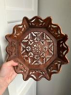 Hout houten vintage brocante schaal schaaltje houtwerk bloem, Ophalen of Verzenden