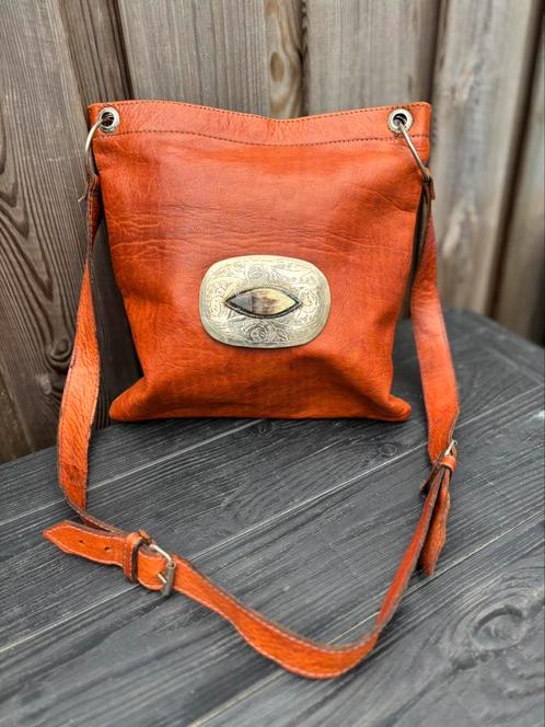Vintage unieke schoudertas, Sieraden, Tassen en Uiterlijk, Tassen | Schoudertassen, Zo goed als nieuw, Oranje, Ophalen of Verzenden
