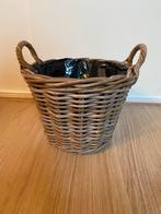 Rotan plantenmand met plastic binnenkant - 31 x 26 cm, Overige materialen, 40 cm of meer, Rond, Binnen