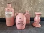 Mooie set roze vazen kruiken, Overige kleuren, Ophalen of Verzenden, Minder dan 50 cm, Glas