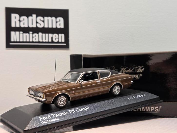 Ford Taunus p5 Coupe - bruin + vinyldak - 1:43 Minichamps, Hobby en Vrije tijd, Modelauto's | 1:43, Zo goed als nieuw, Auto, MiniChamps