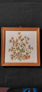 Bloemenprint in houten lijst, Antiek en Kunst, Antiek | Wandborden en Tegels, Ophalen of Verzenden