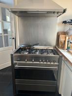 SMEG fornuis, RVS 5- pits met grote oven., 60 cm of meer, 5 kookzones of meer, Vrijstaand, Gebruikt