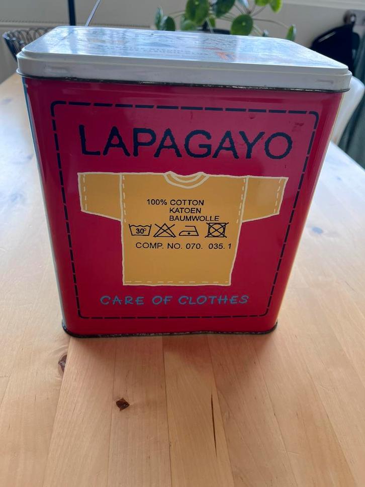 Wasmiddelblik Fleuril Lapagayo, Verzamelen, Blikken, Gebruikt, Overige, Overige merken, Ophalen of Verzenden