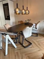 Ovale massief eiken houten tafel - zwart, Huis en Inrichting, Tafels | Eettafels, 100 tot 150 cm, Eikenhout, 200 cm of meer, Ophalen of Verzenden