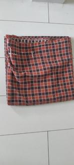 Vintage tafelkleed katoen geblokt bruin oranje, Ophalen of Verzenden, Gebruikt, Vierkant, Binnen