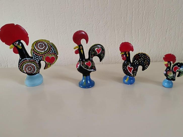 Set van 4 Portugese hanen 4 x haan Portugal oplopend in maat, Verzamelen, Beelden en Beeldjes, Zo goed als nieuw, Dier, Ophalen of Verzenden